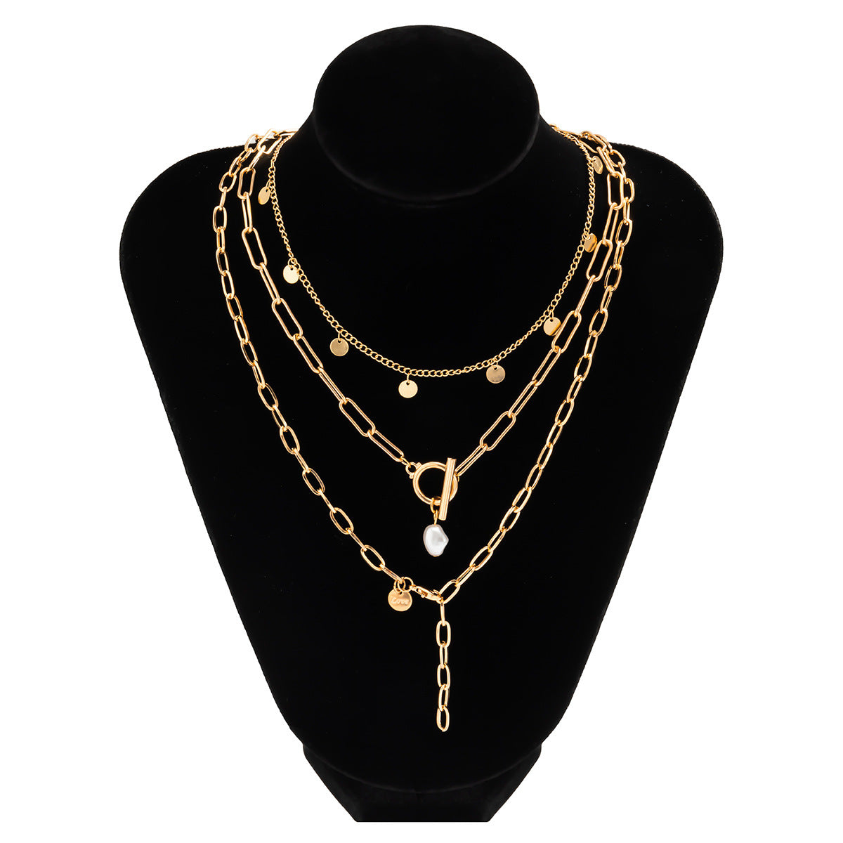 Planderful Vienna Verve Imitation Pearl Y Shaped Necklace For Women Sequined Fringe Cross Chain Statement Jewelry