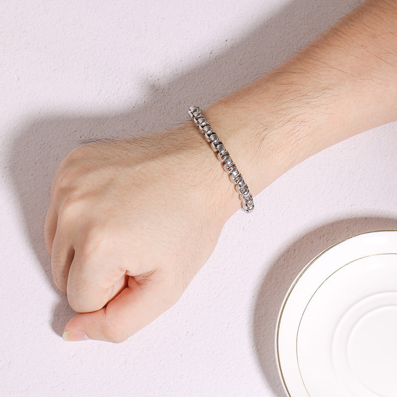 Titanium Steel Simple Square Pearl Bracelet for Men Wholesale