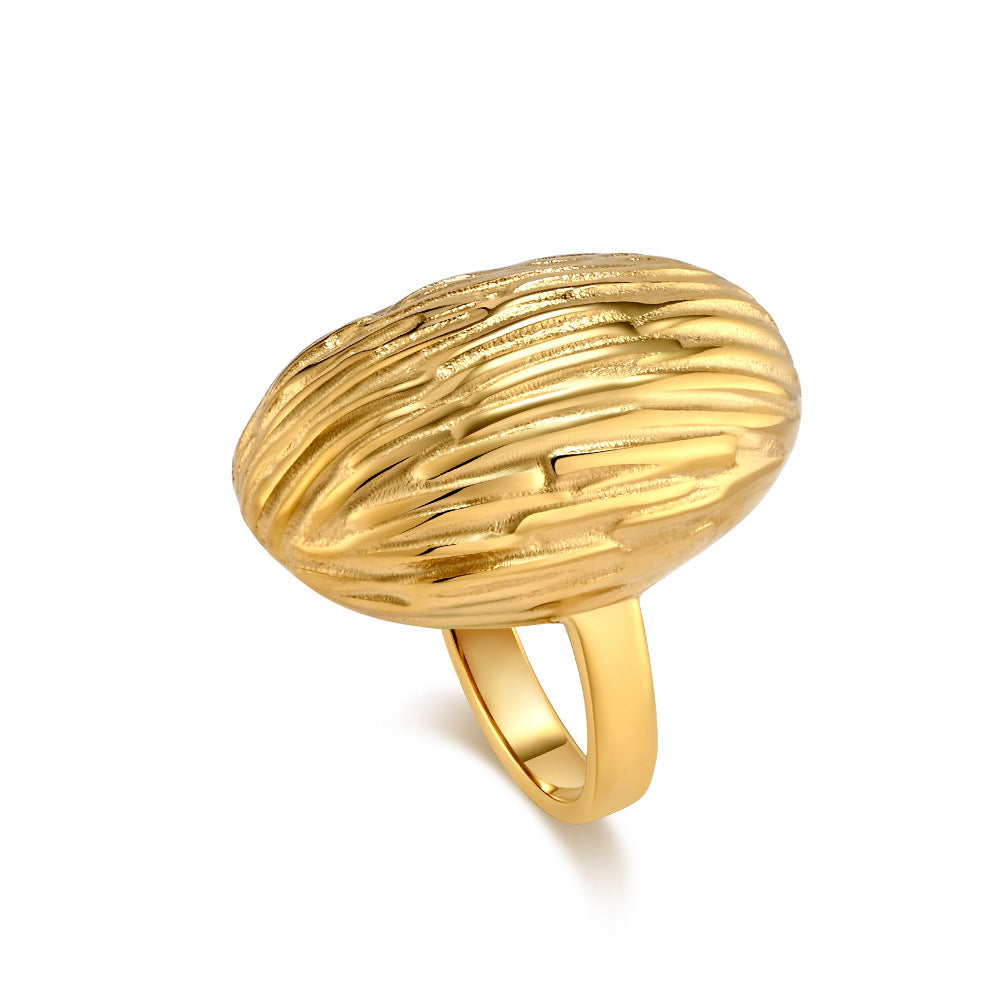 French Street Shot Plated-Gold Titanium Steel Ring Wholesale