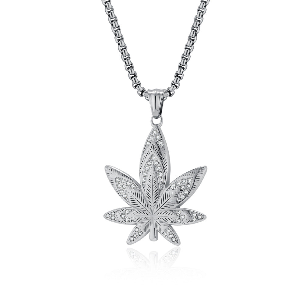 Planderful Hip Hop Maple Leaf Necklace For Streetwear Fans Bold Versatile Pendant