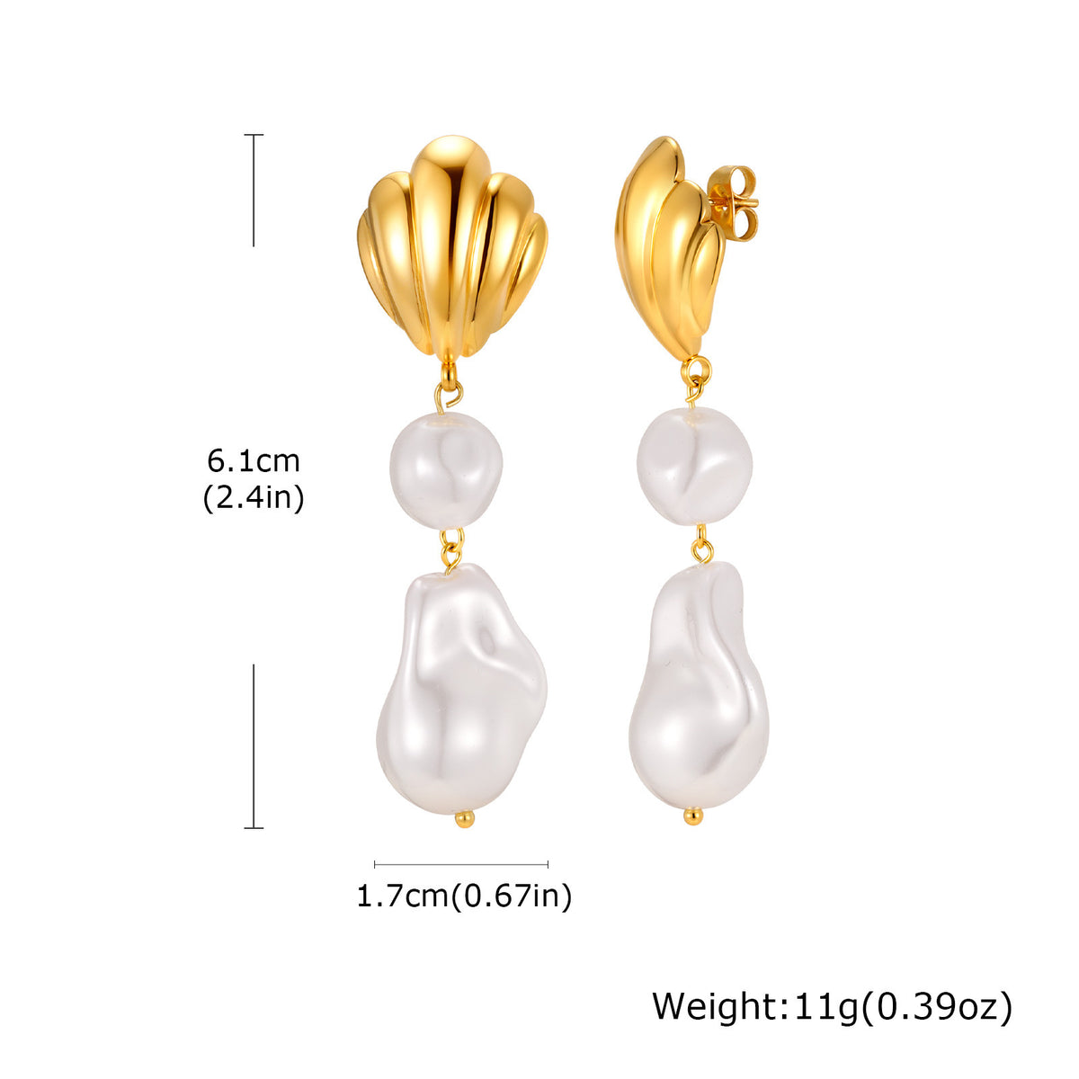 Stainless Steel Pearl Earrings