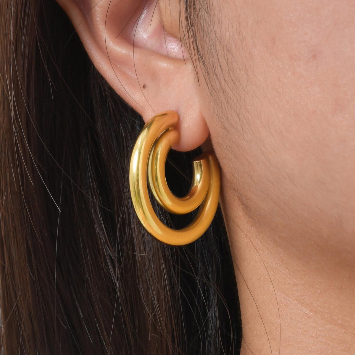 Modern Gold-Tone Stainless Steel Earrings
