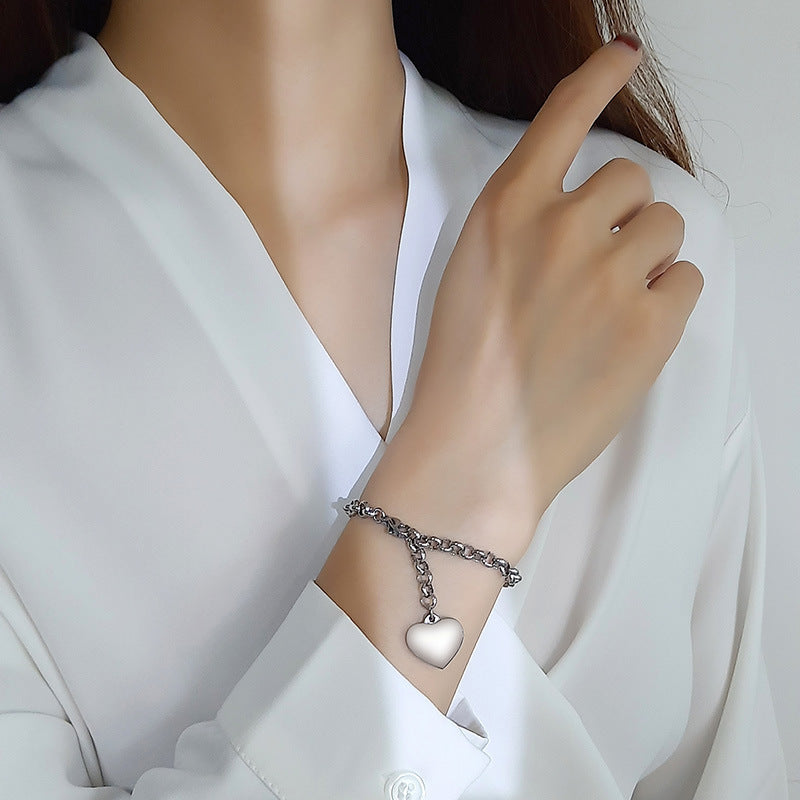 Stainless Steel Heart Accessories Bracelet Gold Steel Rose Gold