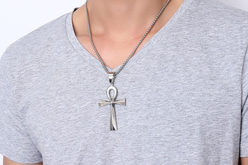 Jewelry Cross Pendant 64MM Stainless Steel Anka Gold for Men