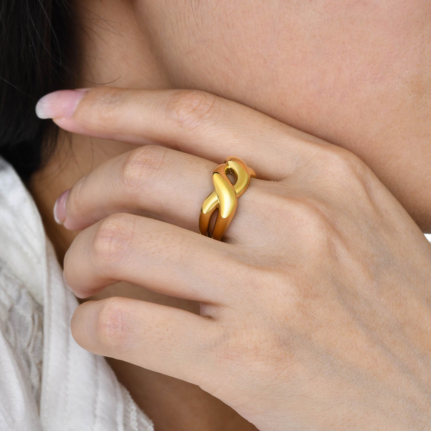 Ladies Index Finger Fashion Trend Ring Gold Twist Open Ring