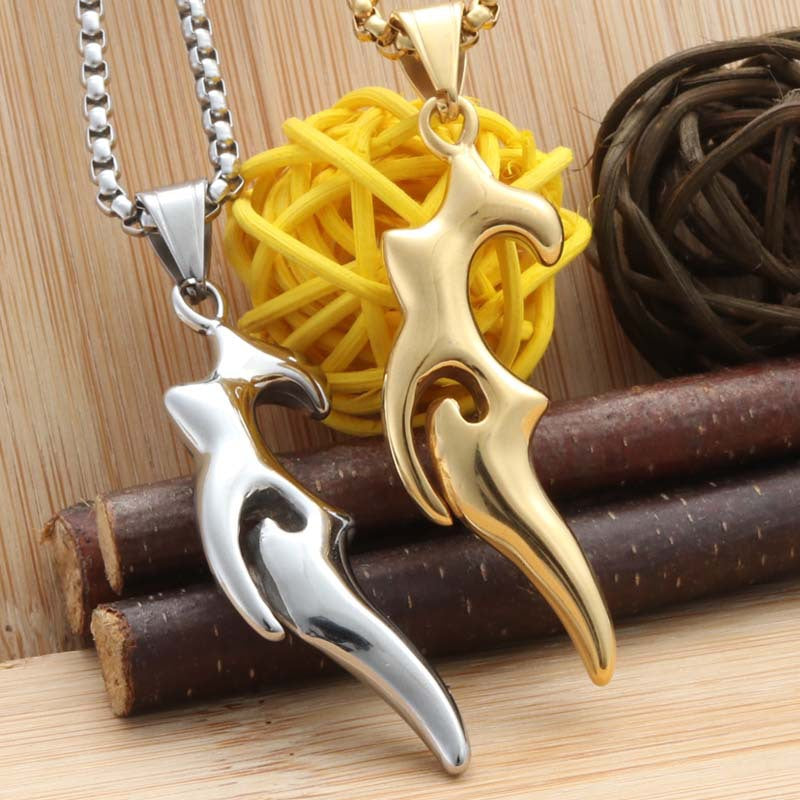 Personalized Titanium Steel Flame Pendant Necklace for Men - Retro Punk Trendy Design