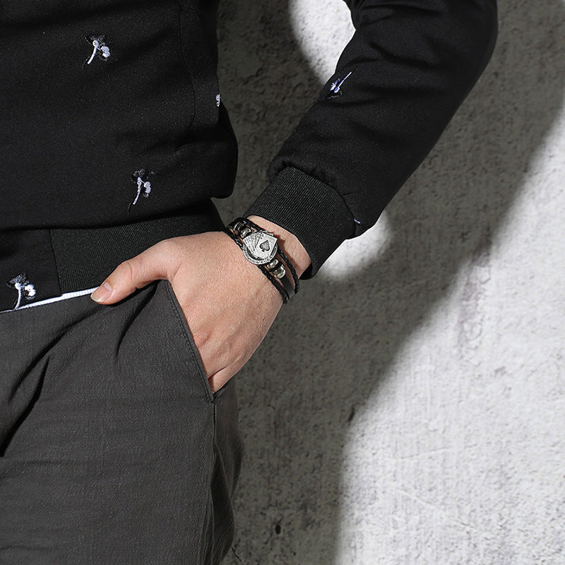 Amazon Jewelry Bracelets Leather Alloy Men's Poker Flush