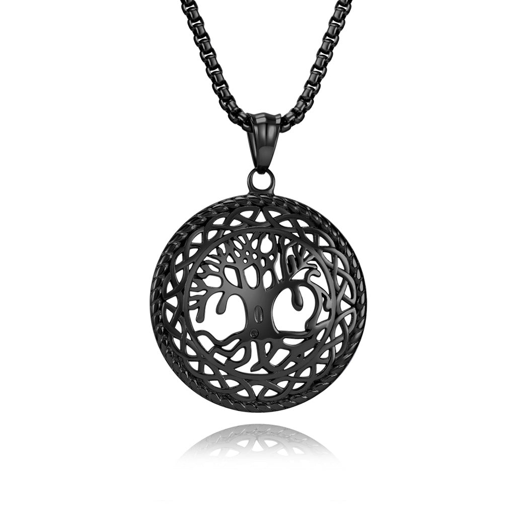 Planderful Tree Of Life Hollow Necklace Titanium Steel Pendant For Trendy Men And Women