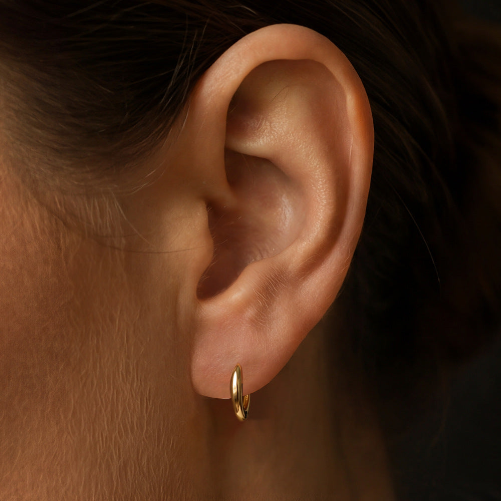 French S925 Sterling Silver Classic U-Shaped Plain Ring Earrings And Versatile Ear Buckle