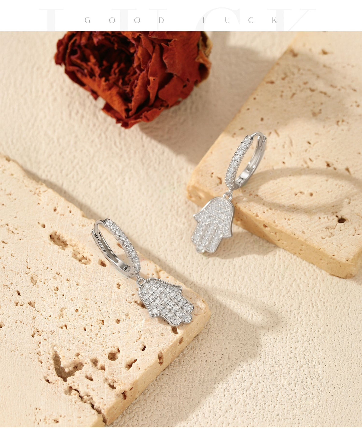 925 Sterling Silver Palm Zircon Earrings