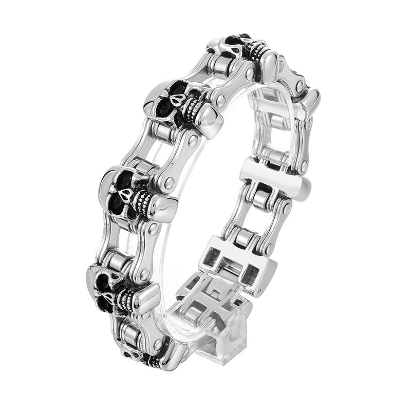 Retro Skull Locomotive Stainless Steel Bracelet for Men - Hiphop Street Style Jewelry