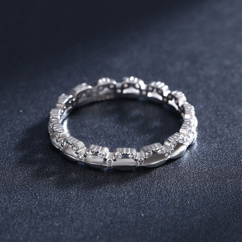 Exquisite Sterling Silver Zircon Geometric Layered Ring for Women's Fashion