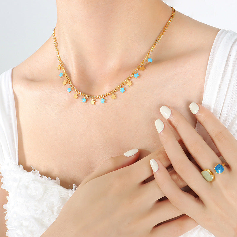 High-End Titanium Steel Necklace with Five-Pointed Star Pendant