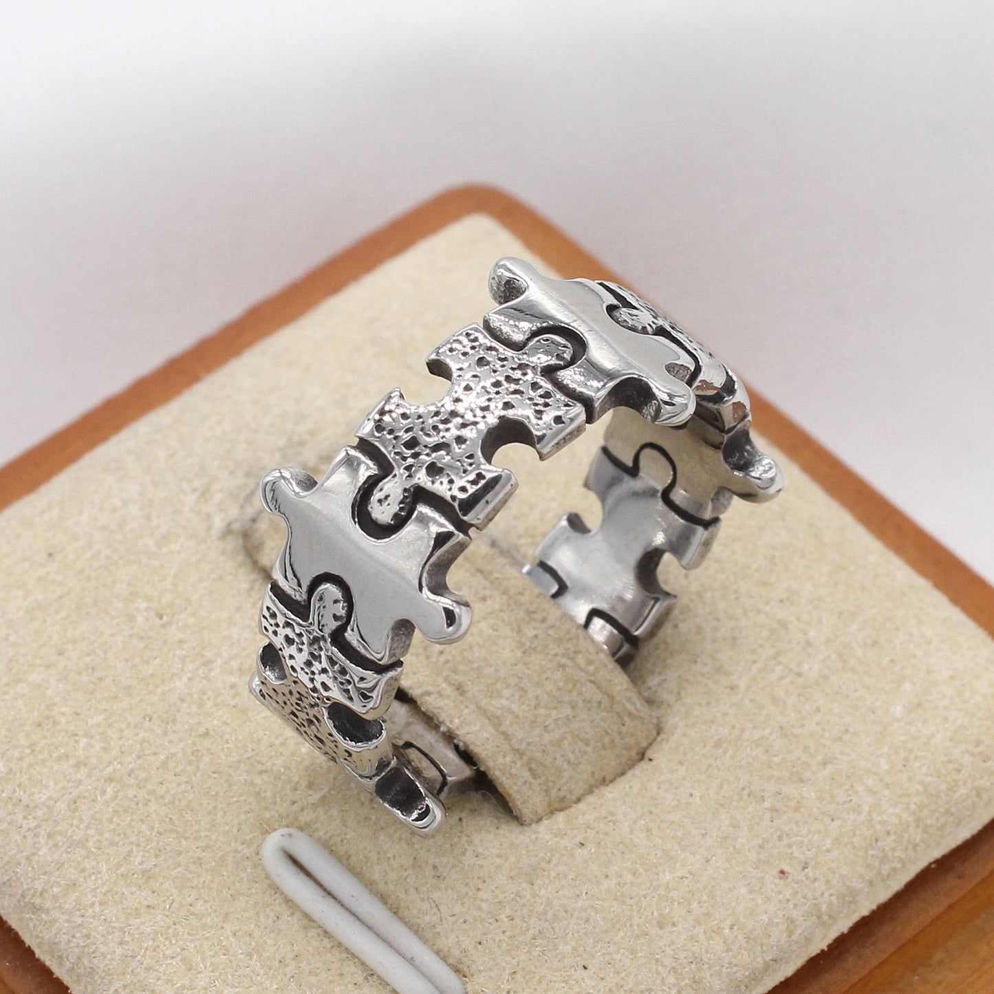 Planderful Jewelry Men's Titanium Steel Puzzle Ring, European American Vintage Style