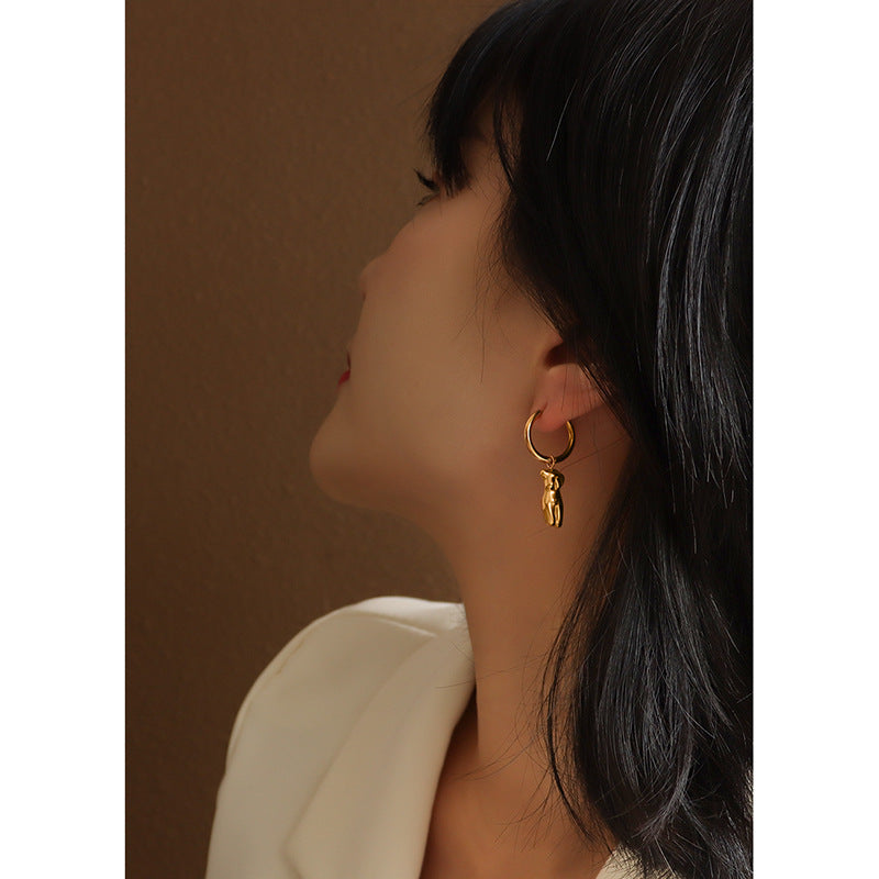 Geometric Circular Earrings in Gold Plated Titanium Steel