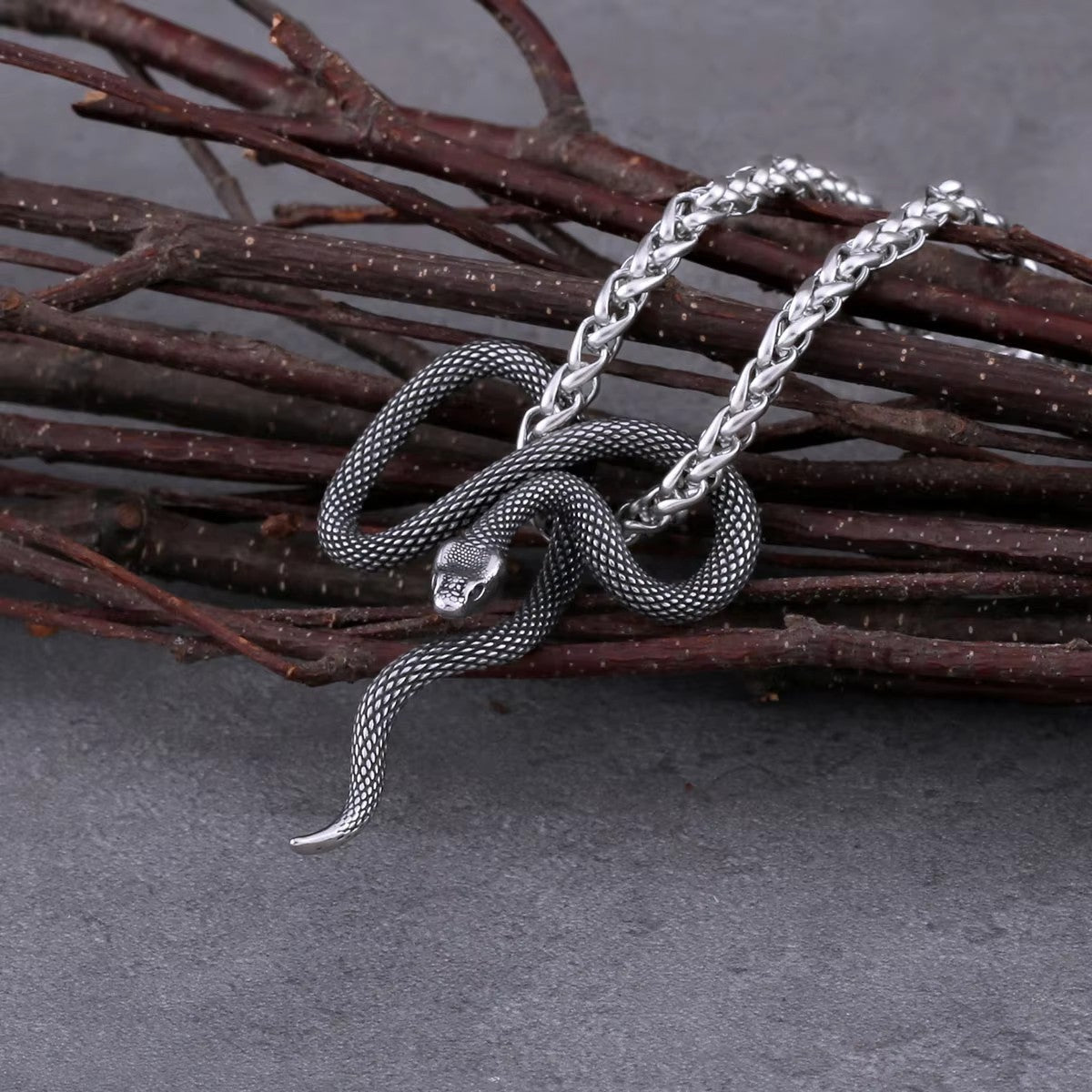 Planderful Stainless Steel Snake Pendant Necklace For Men Personalized Creative Design