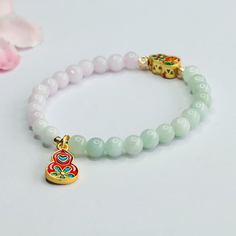 Double Tone Jade Gourd Bracelet with A-grade Natural Myanmar Jade