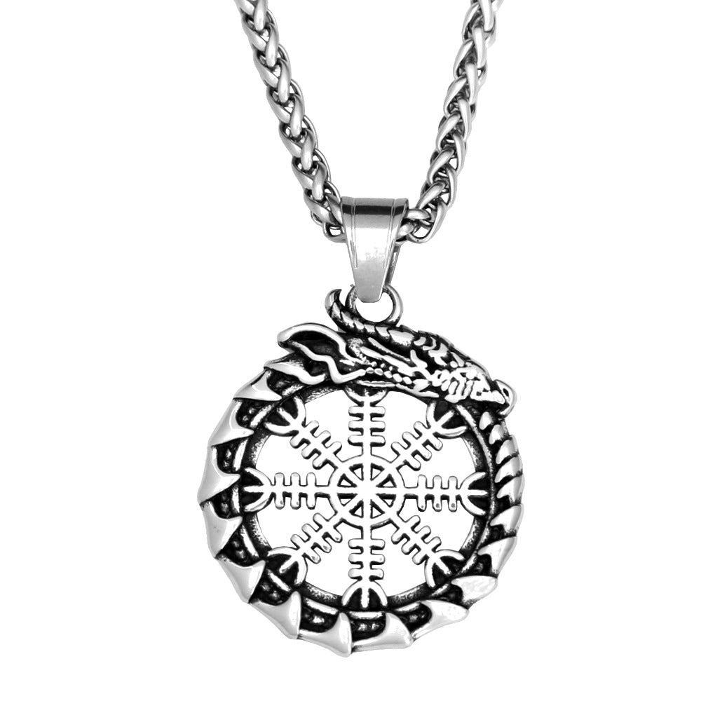 Vintage Viking Dragon Stainless Steel Men's Pendant Necklace