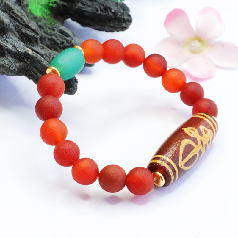 Heavenly Beads and Chalcedony Bracelet with Red Agate