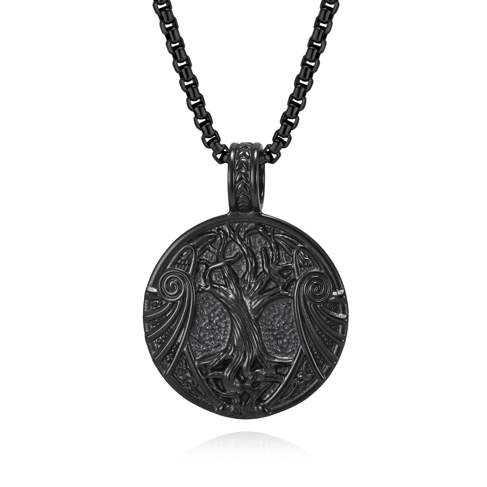 Planderful Personalized Viking Tree of Life Necklace Titanium Steel Unisex Gift for Him or Her Retro Style