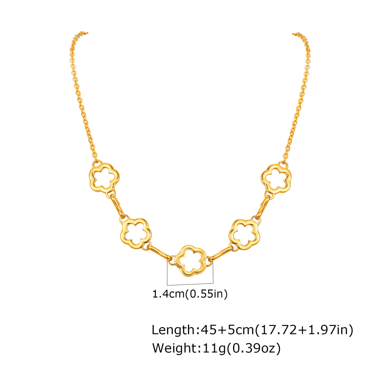Wind Collarbone Chain Stainless Steel Gold-Plated Hollow Flower Necklace