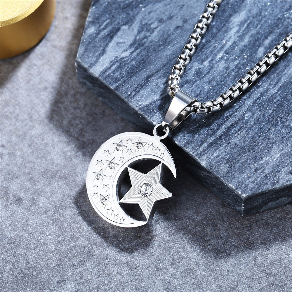 Planderful Star Moon Pendant Necklace Unisex Protection Charm For Gen Z Fashion Essentials