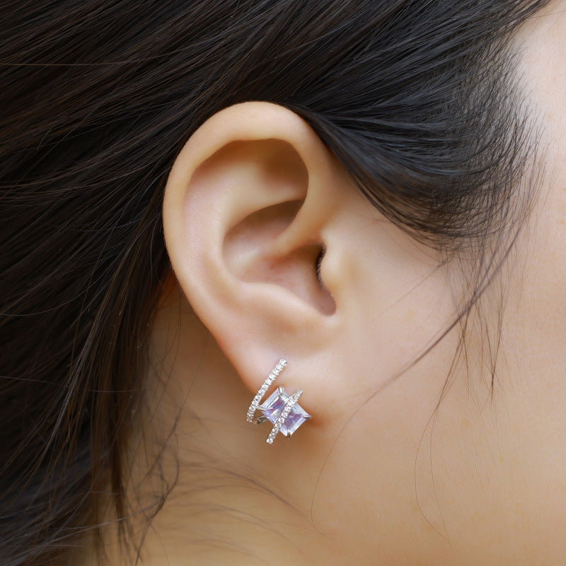 Planderful Geometric Design Earrings – Simple Fashion Green Sugar Cube Style