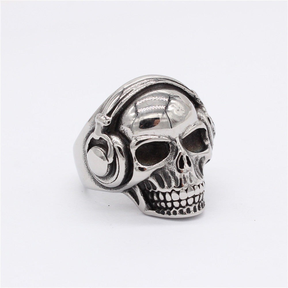 Titanium Steel Headphone Skull Ring