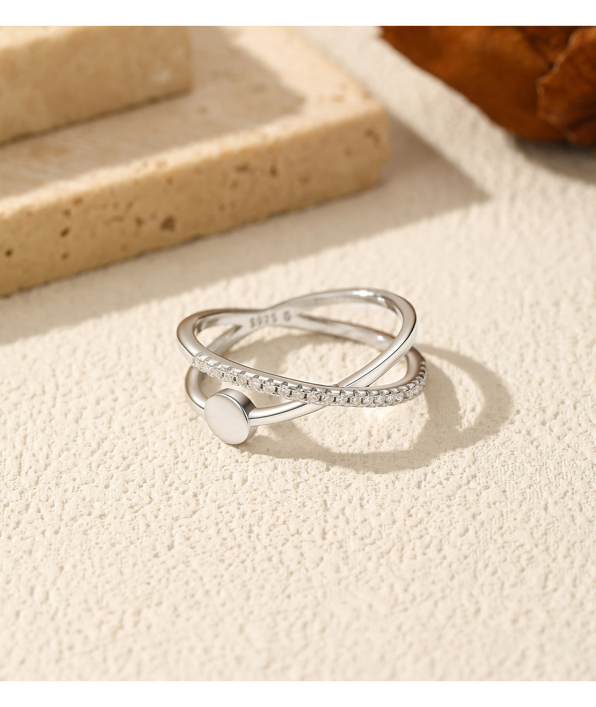 S925 Sterling Silver Micro-Pavé Cross Moissanite Ring