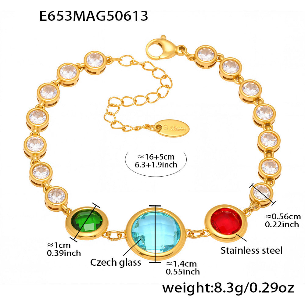 Planderful Czech Glass Bracelet For Women Luxury 18K Gold