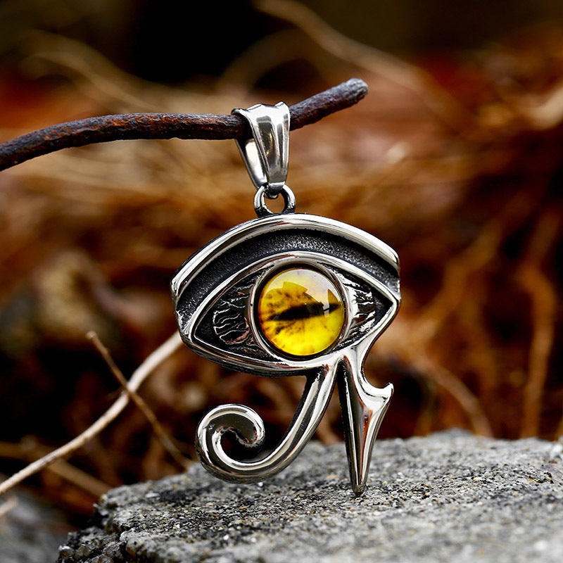 Punk-Inspired Horus Eye Pendant in Titanium Steel for Men - Wholesale Stainless Steel Jewelry