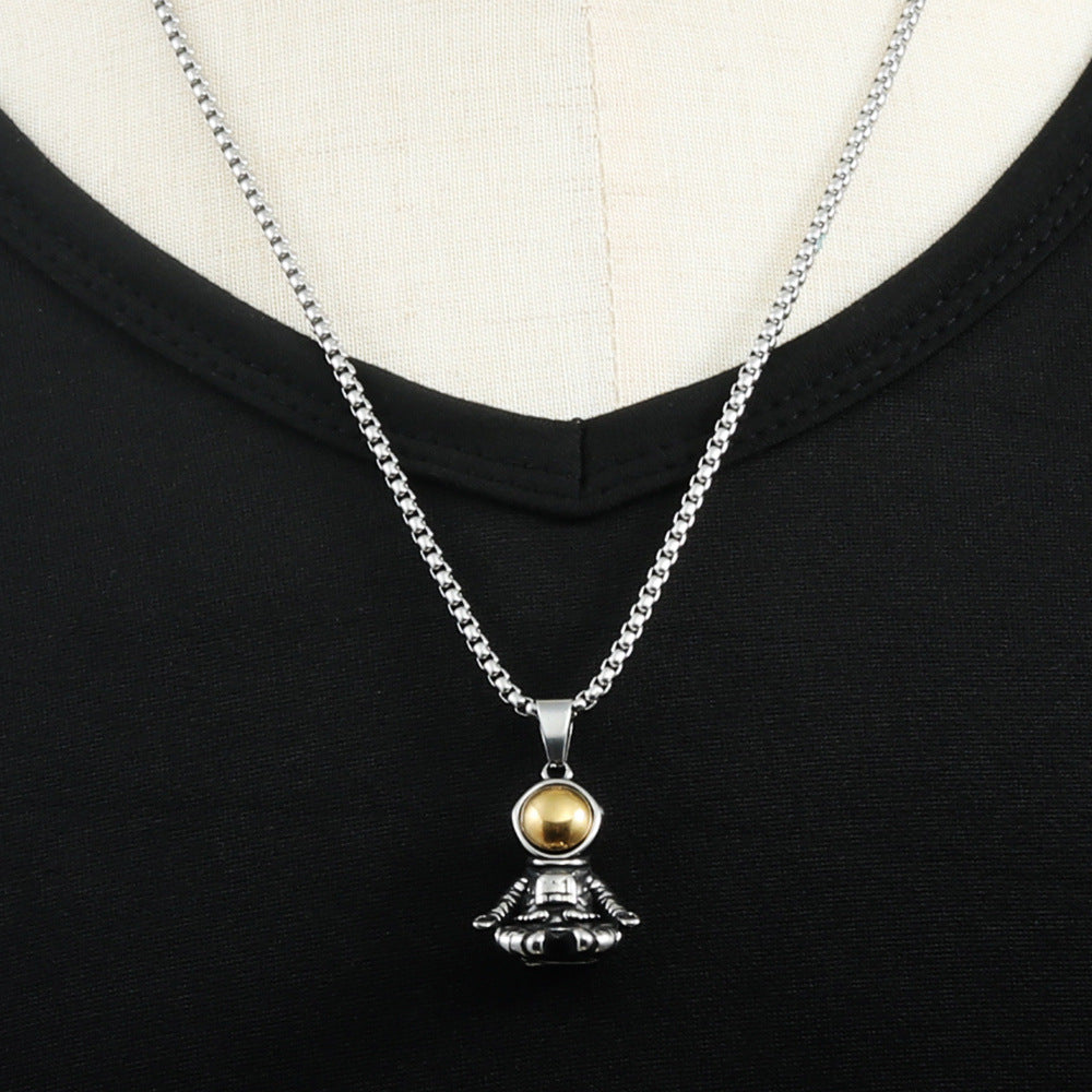 European And American Stainless Steel Astronaut Pendant Necklace