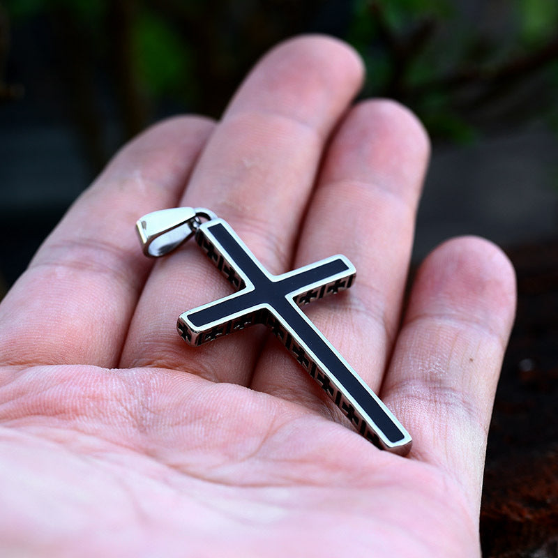 Retro Double-Sided Titanium Steel Pendant Jewelry for Men - Wholesale Stainless Steel Cross Epoxy Design