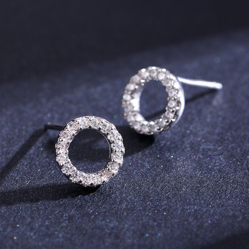 Sweet Korean Style Sterling Silver Earrings with Micro-inlaid Zircon