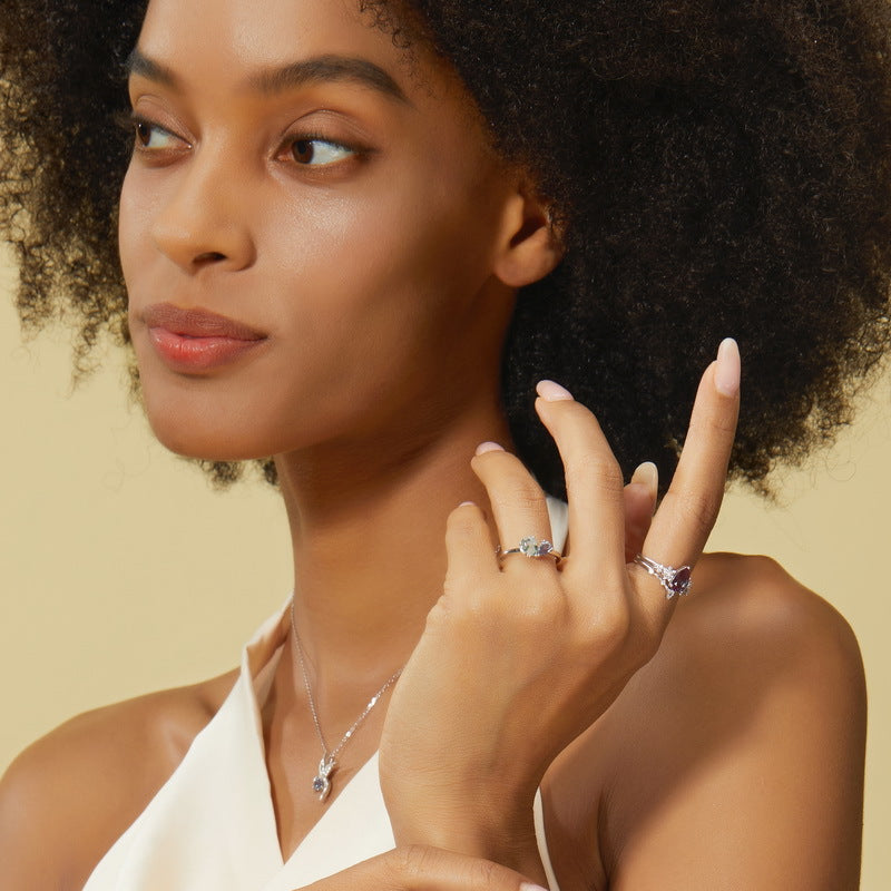 Planderful Jewelry Alexandrite Ring in Sterling Silver, Pear Shape Gemstone Size 6