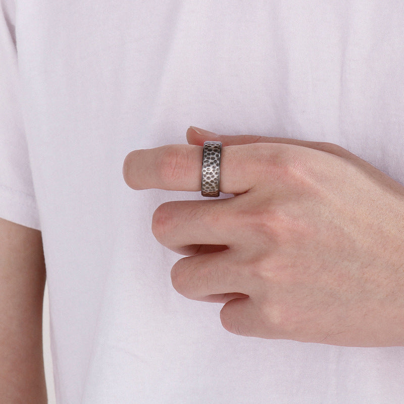 Personalized Minimalist 8mm Men's Titanium Steel Ring with Smooth Groove Design in South Korea