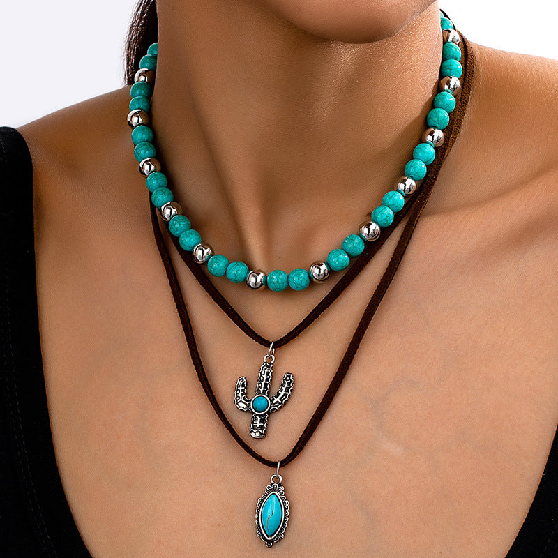 Planderful Vienna Verve Necklace – Bohemian Ethnic Style with Turquoise Beads