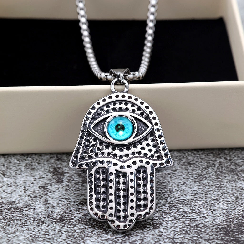 Vintage Single-Sided Stainless Steel Men's Pendant Necklace