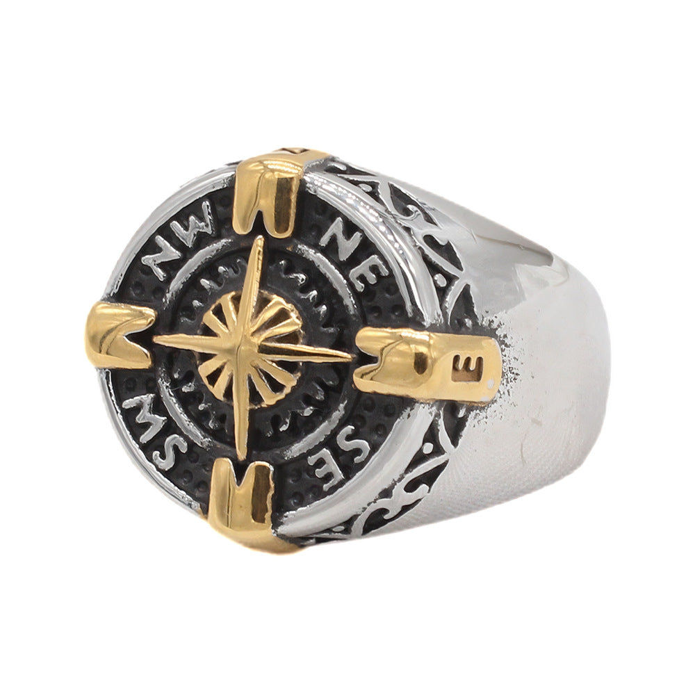 Planderful Compass Ring Titanium Steel for Men Unisex Durable Sailing Style Everyday Genie Collection
