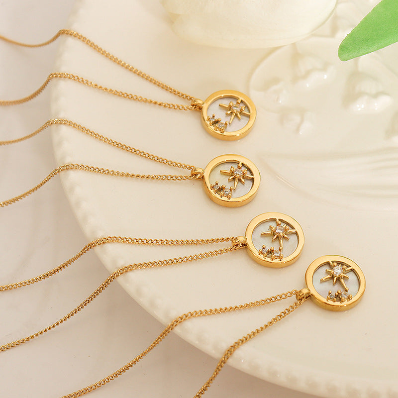 Elegant Titanium Steel Star Texture Necklace with Lock Bone Chain