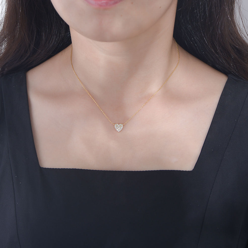 S925 Sterling Silver Heart-Shaped Micro-Inlaid Zircon Necklace Japanese Sweet Full Love Wholesale