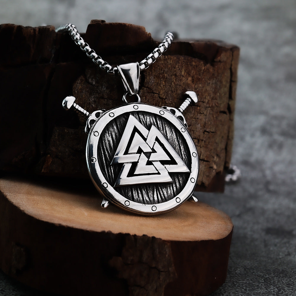 Nordic Viking Pendant Spartan Warrior Shield Necklace Jewelry