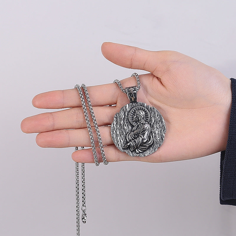 Steel Necklace – Vintage Retro Portrait Pendant