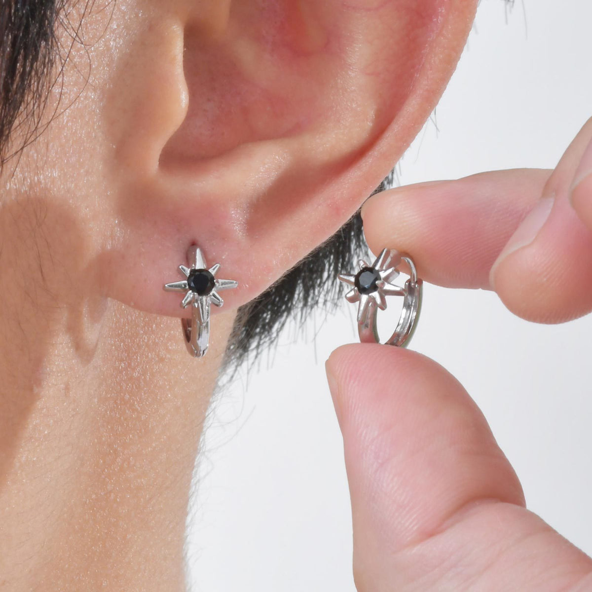 Silver-Tone Stainless Steel Earring — Single