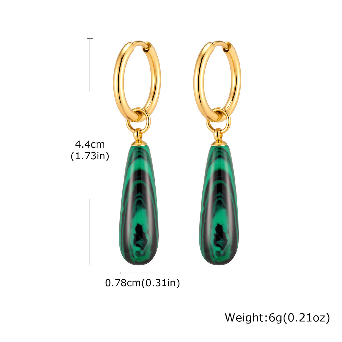 Natural Stone Teardrop Hoop Earrings — 5 Gemstones