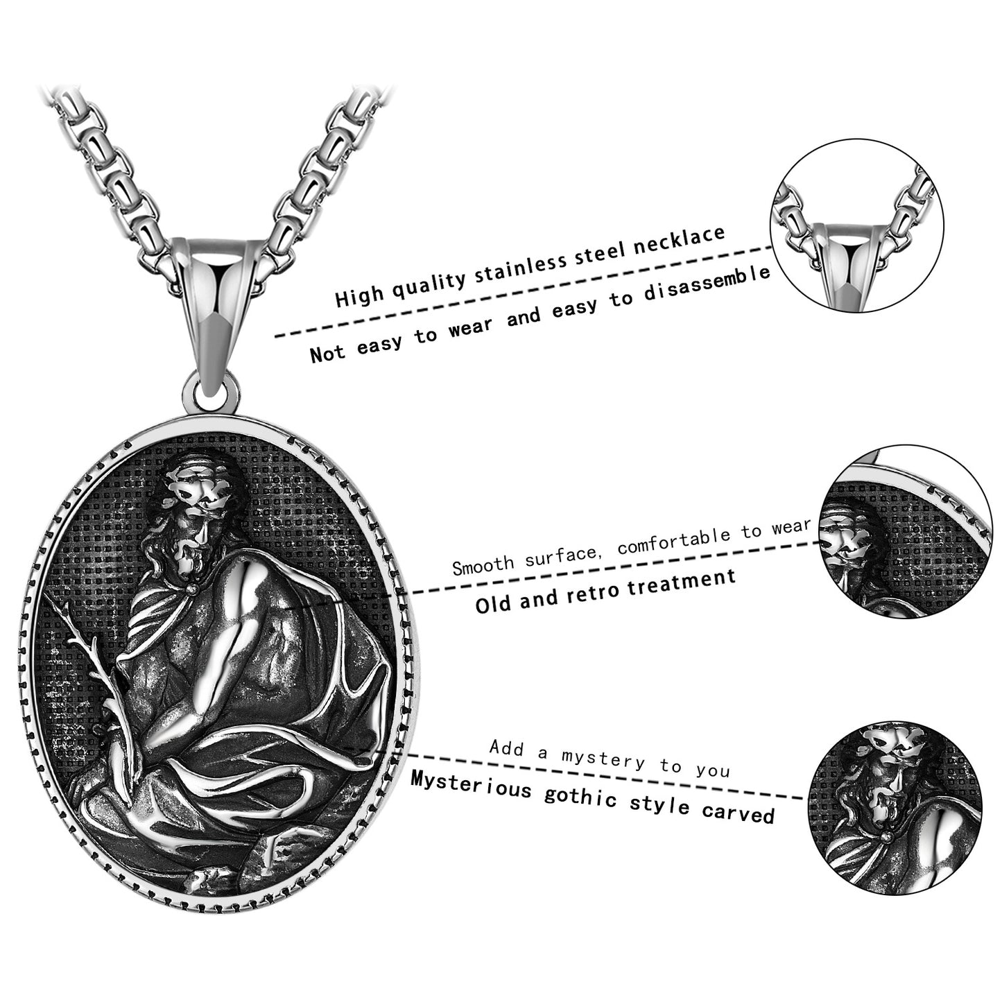 Titanium Steel Necklace - Vintage Religious Pendant