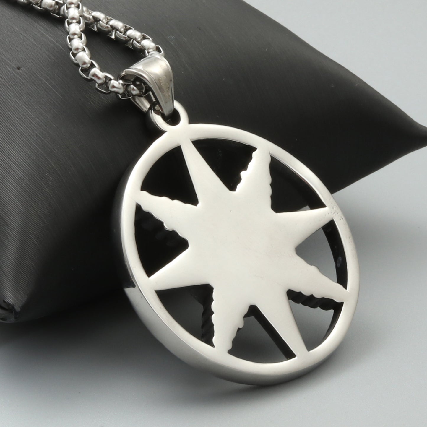 European And American Titanium Steel Compass Pendant Necklace