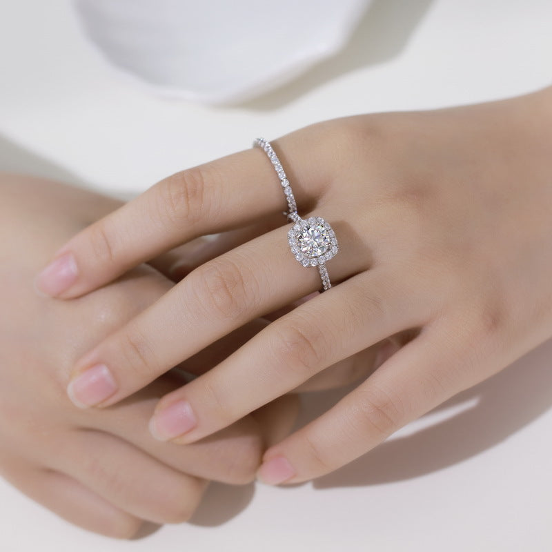 Planderful Moissanite Sterling Silver Ring – Elegant High-End Jewelry