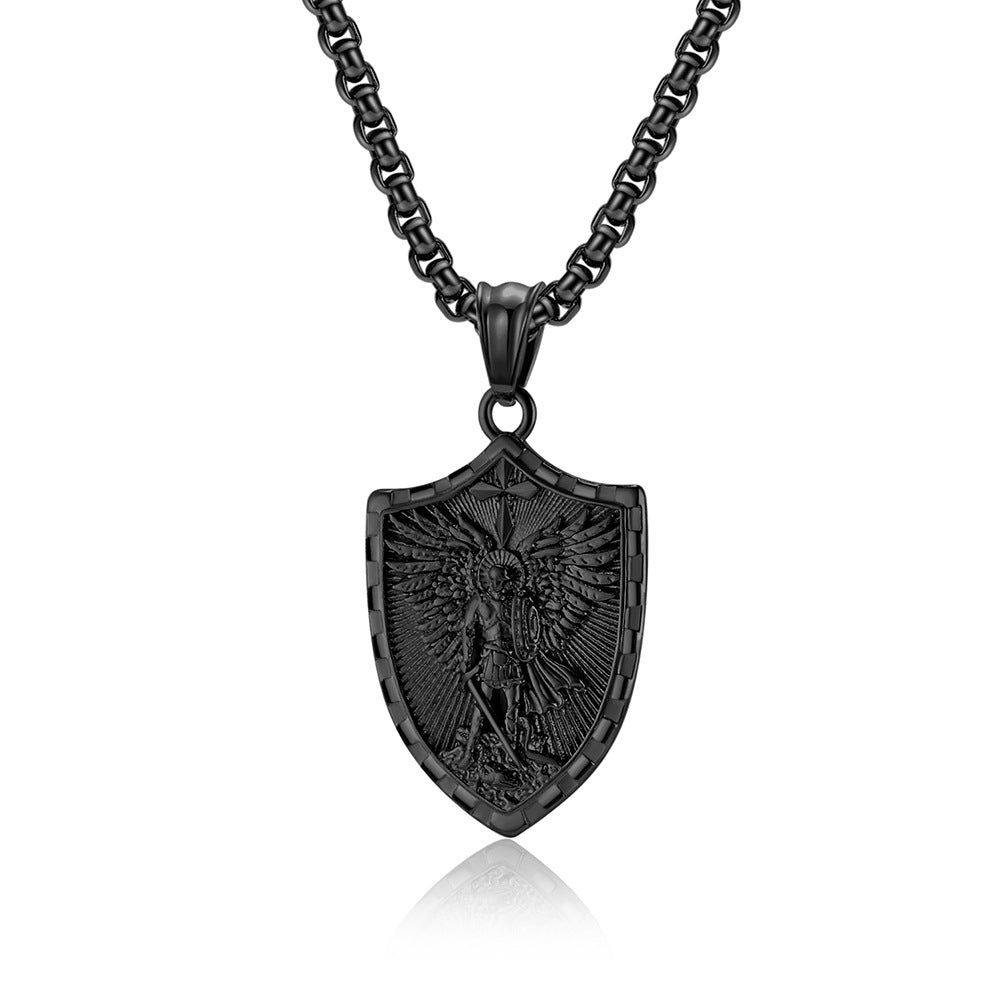 St Michael Shield Necklace Retro Personalized Titanium Steel Jewelry By Planderful For Christians