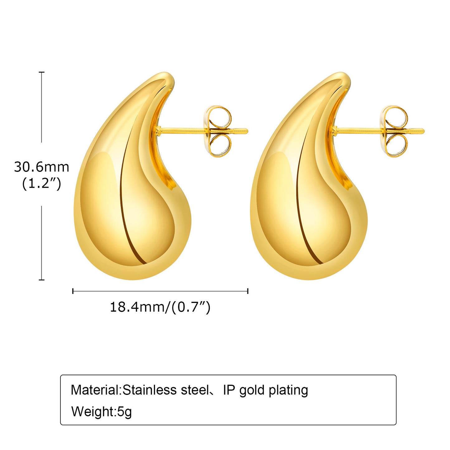 Jewelry Stainless Steel Water Drop Hollow Stud Earrings Set